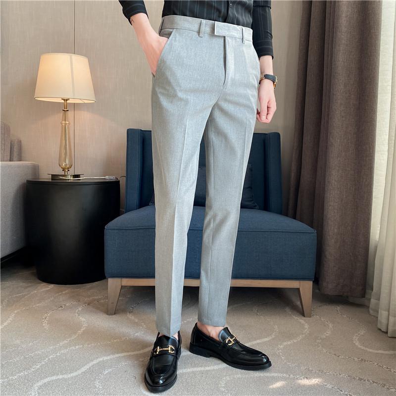 Spring new men's casual pants Korean version slim-fitting foreign style small pants fashionable youth suit pants quality men's pants