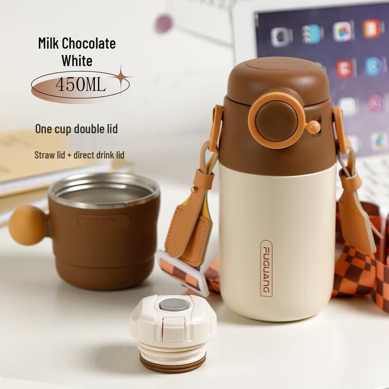 Fuguan 316L Stainless Steel Insulated Water Bottle with Straw