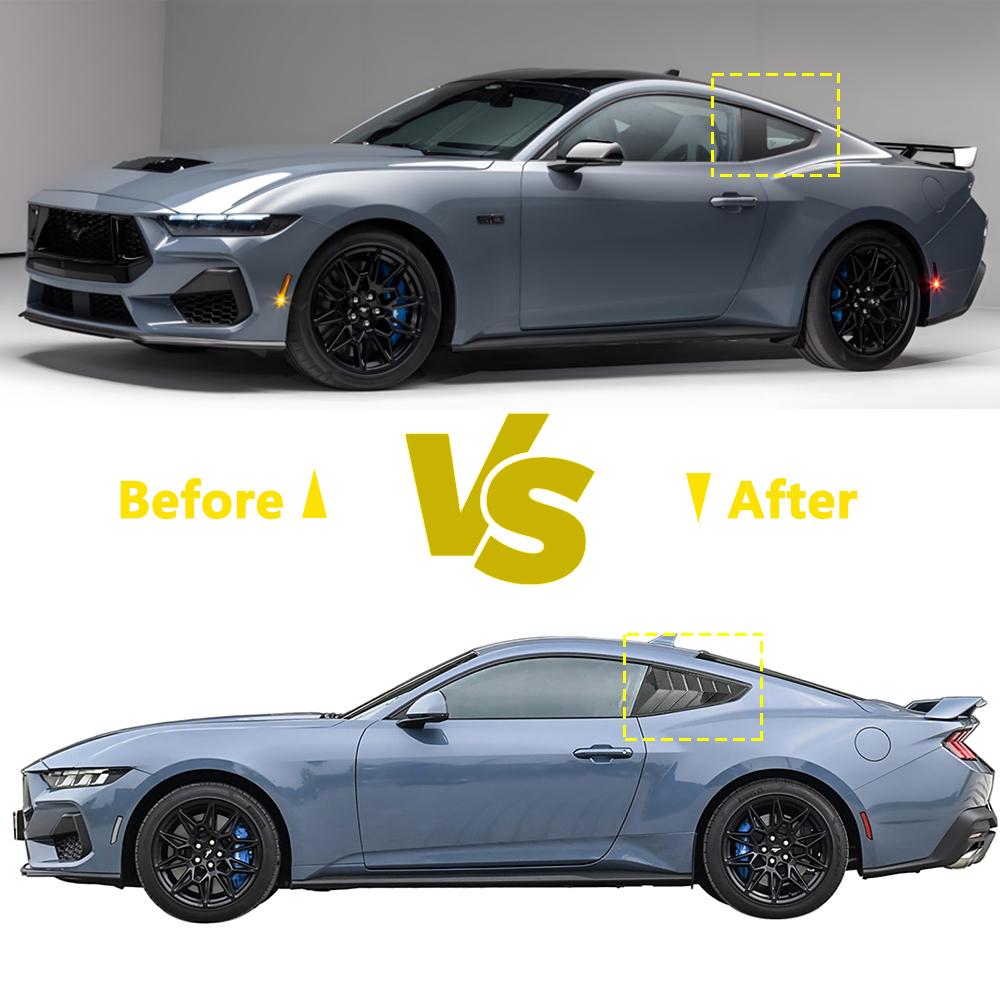 Side Window Blind Vent Louver Decoration Cover Trim for Ford Mustang 2026 Quarter Window Trim Car Exterior Accessories ABS Black