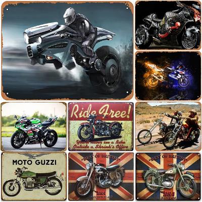 Decor Oude Motoren Vintage Metalen Blikborden Ride Free Grappige Poster Decoratie voor Cafe Garage Bar Pub Club Man Cave Wanddecoratie