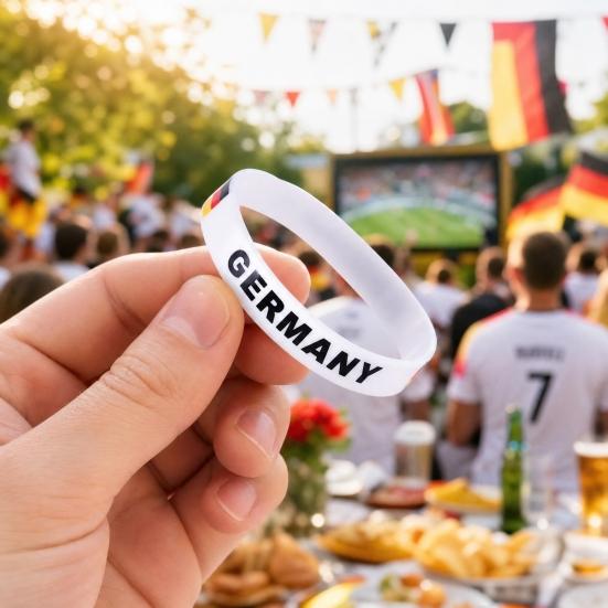 Soccer Silicone Bracelet, National Flags Adjustable Wristbands with Snap Buckle for Sports Events, Soccer Party Supplies