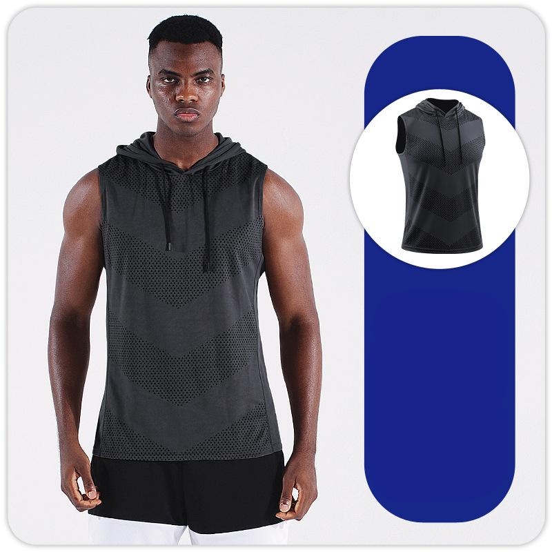 Herren Laufweste Tank Hoodies Ärmellose Shirts Jogging Sportblusen Fitness Tops Gym Marathon Fitnessbekleidung