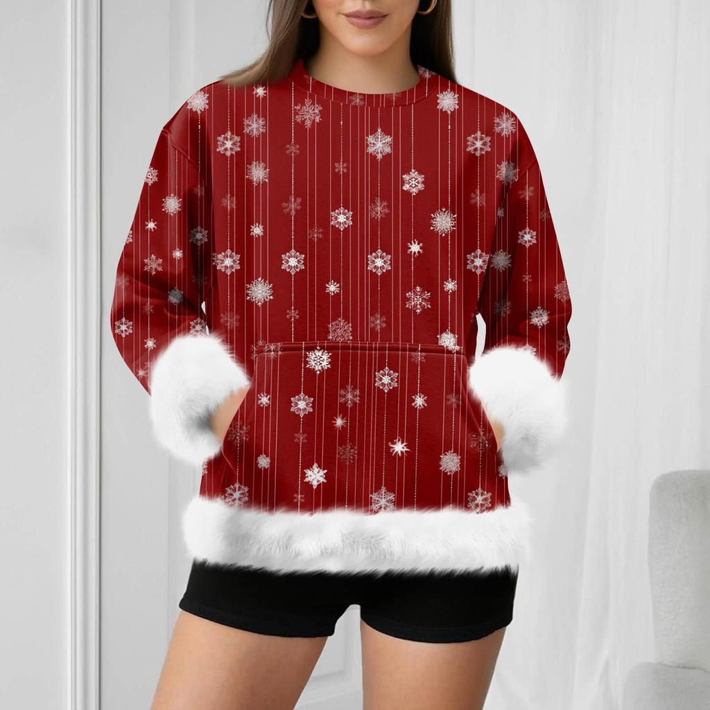 Women's Casual Fashion Christmas Retro Print Long-Sleeve Sweatshirt