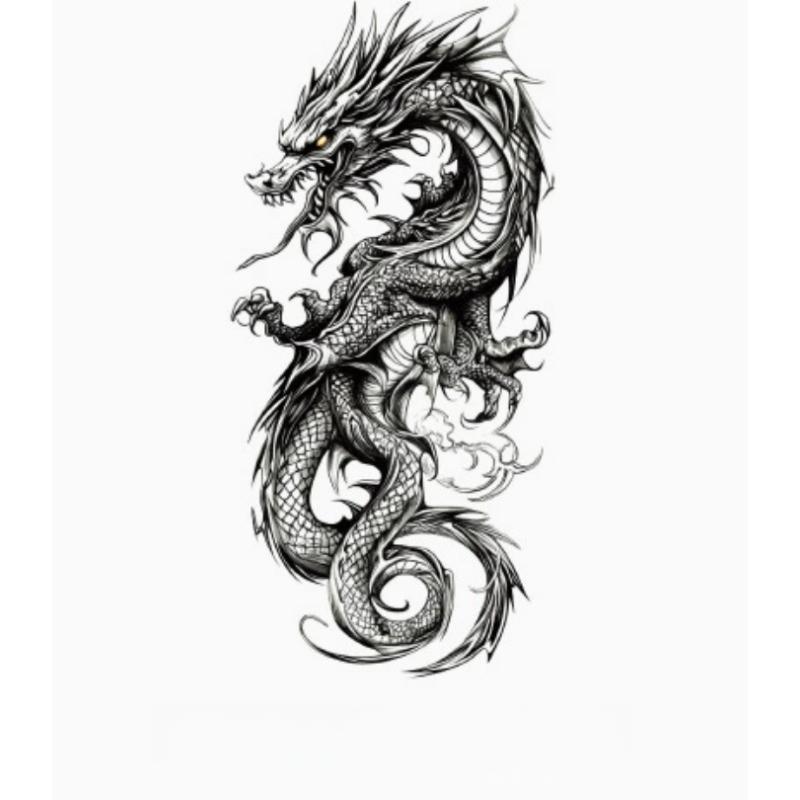 Waterproof Dragon Pattern Tattoo Stickers Men'S Temporary Tattoo Stickers Fake Tattoo For Women Hand Arm Chest Body Art