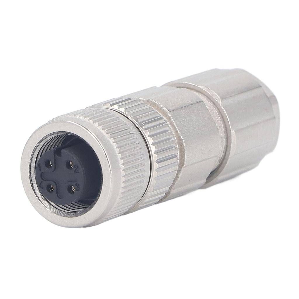 M12 Connector Straight Type 4 Pin IP67 Waterproof Fireproof Flame Retardant Aviation Connector AC50V DC60V