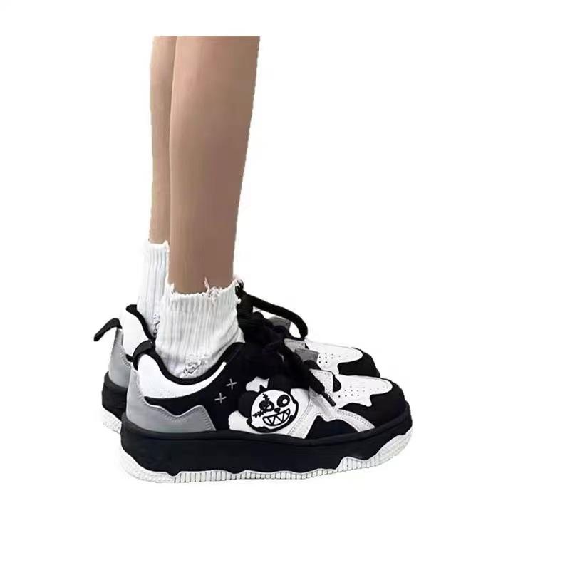 Black and White Panda Design Shoes Summer New Casual Retro New Platform Trendy Shoes