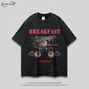 Unisex Oversized Cotton Tee With Gothic Print Washed Vintage Style Loose Fit Streetwear Casual Wear