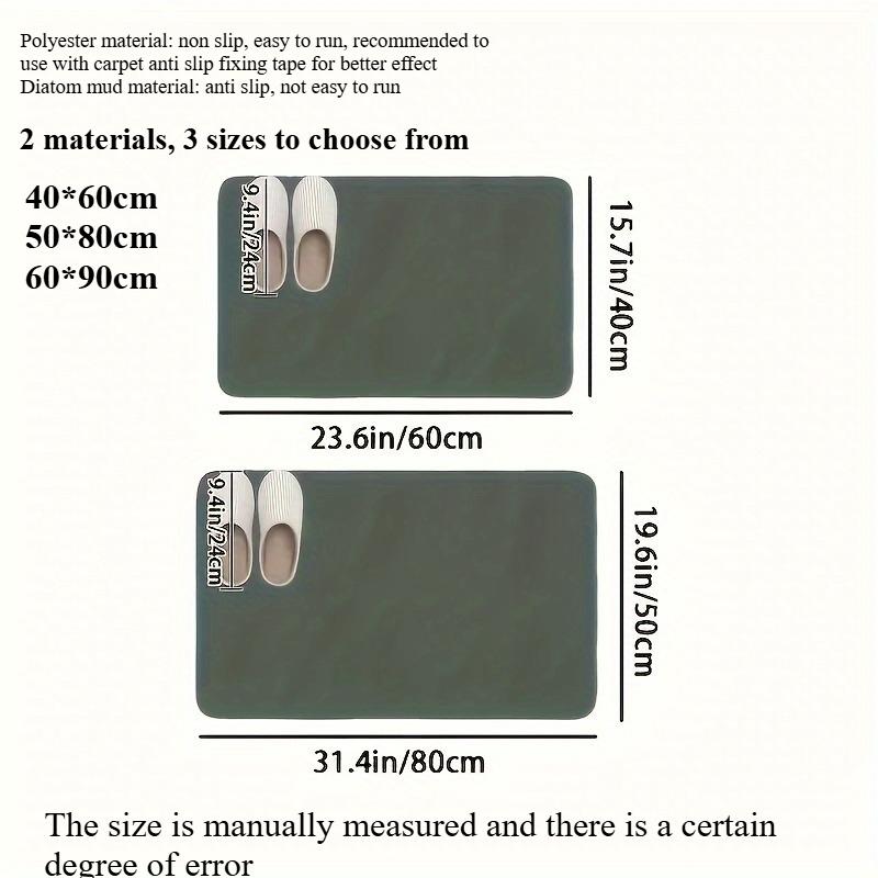 A diatom mud and Polyester non-slip bathroom mat for bedroom living room dining room kitchen bathroom entrance and laundry room