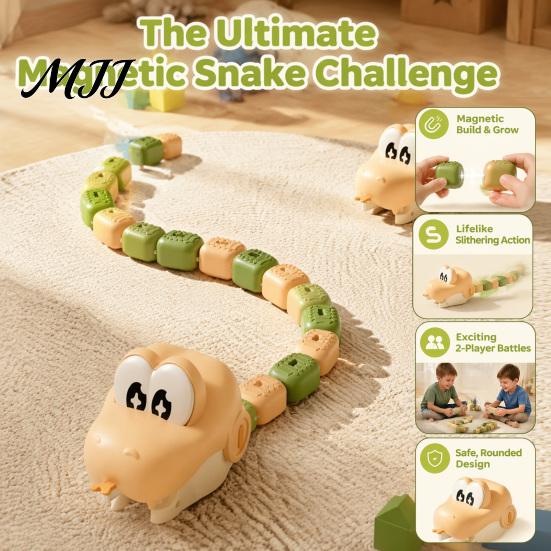Two Player Battle Snake Toy 1/2 Sets RC Electric Magnetic Toy, Remote Control Eating Itself Controlled for Kids, Hands-Eye Coordination 2 Players