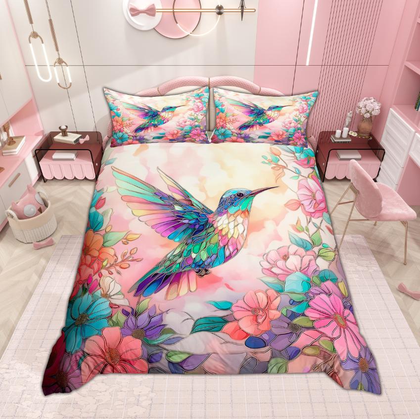 Homewish Cardibal Bird Hummingbird Duvet Cover Set 2Pcs/3Pcs Merry Christmas Bedding Wild Animal Wildlife Quilt Cover Set