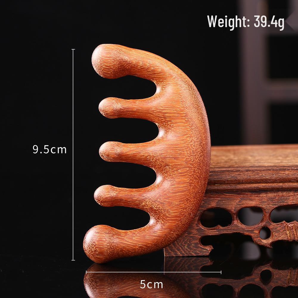 Resin Multifunctional Four-in-One Gua Sha and Massage Comb - Sandalwood Facial and Head Therapy Tool