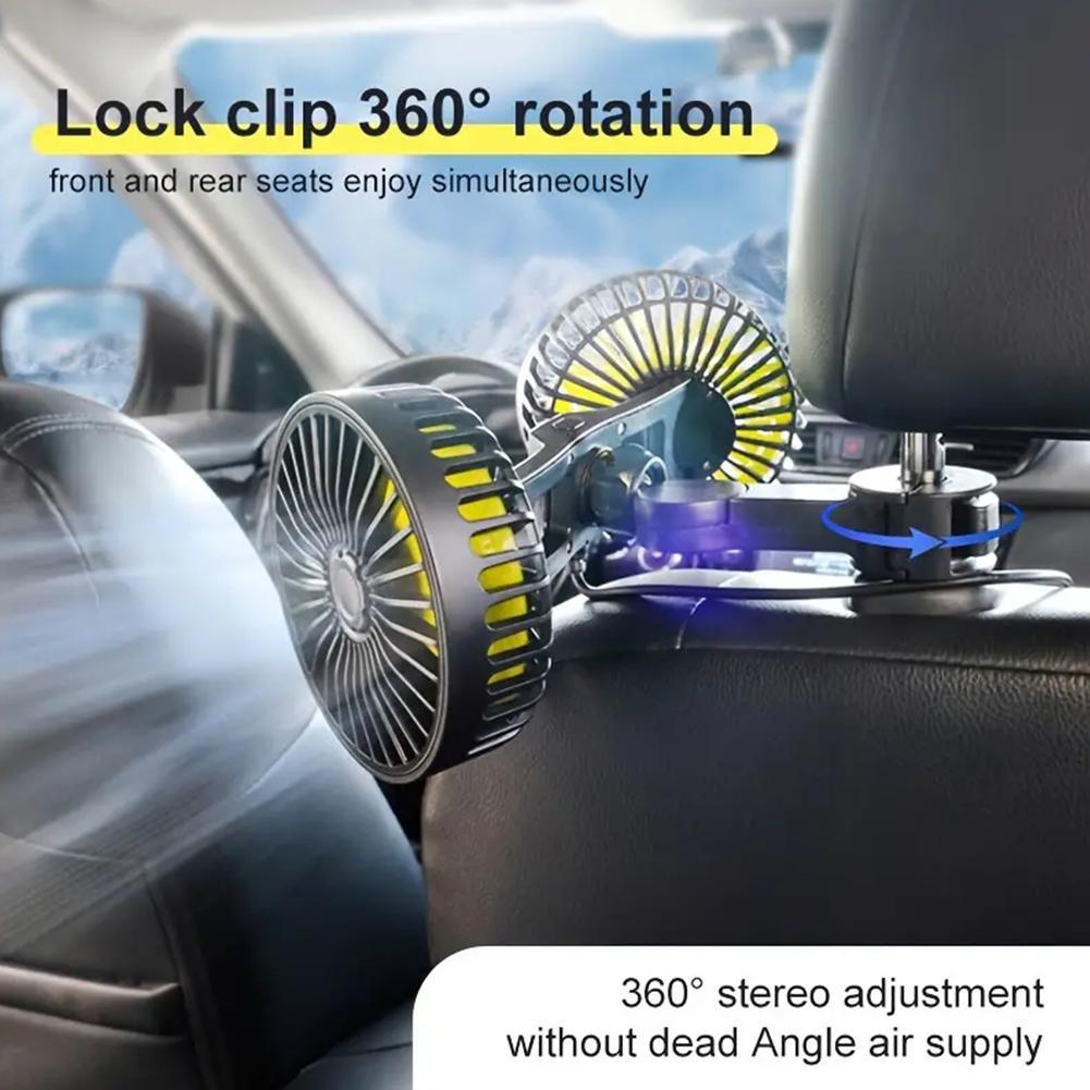 Car Seat Cooling Fan USB Dual Head Fan 360 Degree Rotation Neck Cooler Automotive Electric Fan 3 Speeds Car Accessories