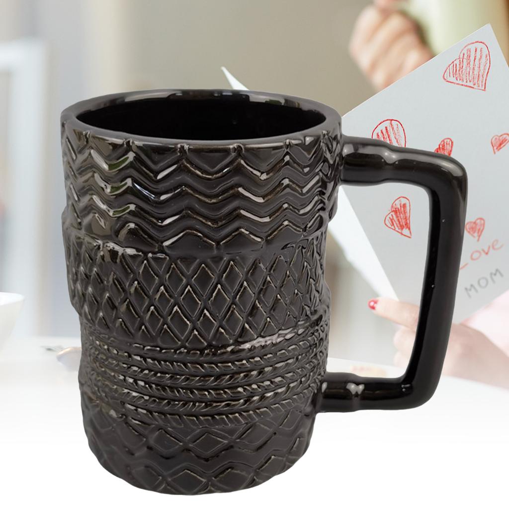 380ml Coffee Mug Stacking Tyre Pattern Nordic Style Irregular Ceramics Tea Cup for Home Kitchen