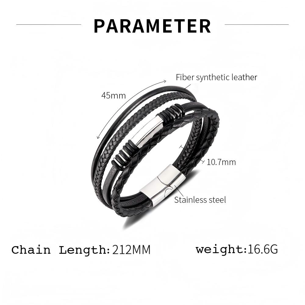 Leather Rope Bracelet Y2k Style Bracelets Black Hand Accessories for Man Stainless Steel Jewelry Thailand ALN25122978