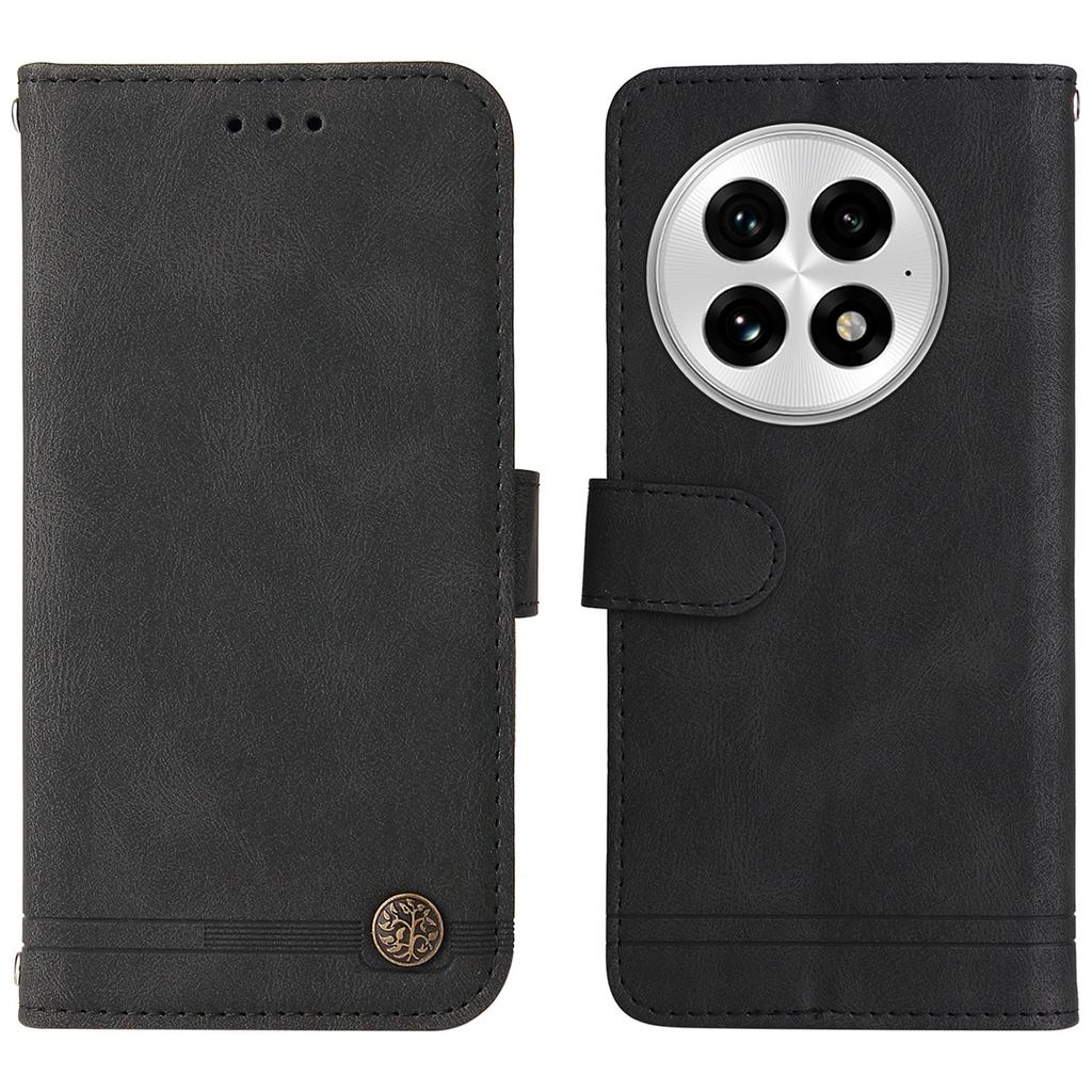 For OnePlus 13 Leather Wallet Cases Skin Touch Phone Cover Stand with Strap