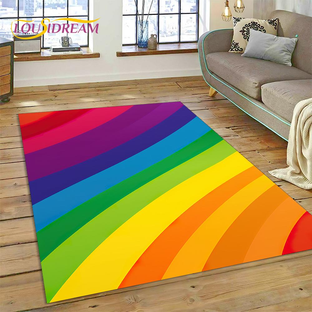 Rainbow 3D Colour Illusion Cartoon Rug Carpet for Living Room Bedroom Home Decor,Floor Mat Non-slip Decoration for Sofa Doormat
