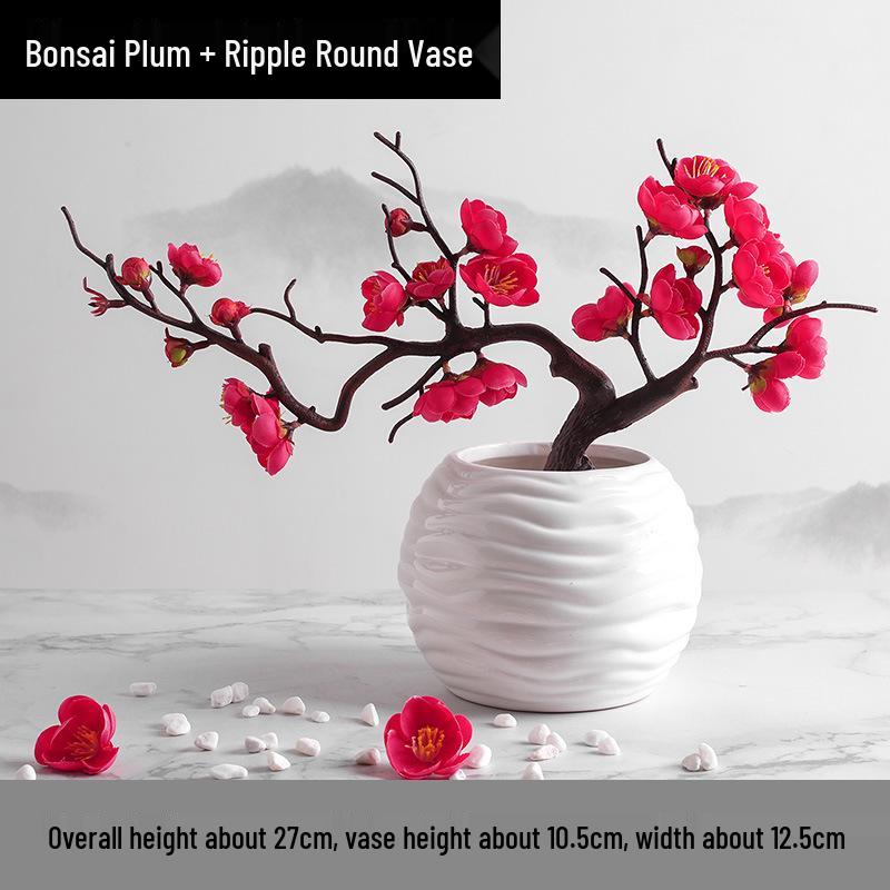 Wintersweet Bonsai Arrangement: Artificial Plum & Peach Blossom Branches for Indoor Living Room Decor
