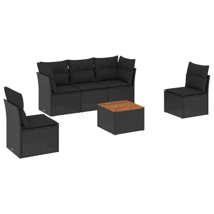 VidaXL Garden Lounge Set with Cushions 6 Pcs, Patio Sofas, Patio Furniture Set, Outdoor Furniture, Black 3255873