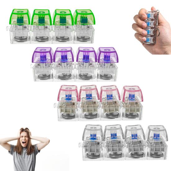 LED Light-up Keyboard Fidget Toy 4-in-1 Keyboard Decompression Button Finger Clicker Toy 4-Keys Fidget Keychain Stress Relief Desk Toy