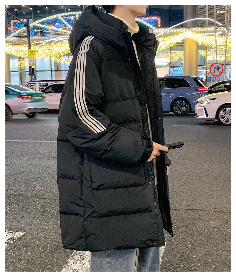 Men's 2025 Mid-length Down Jacket - Winter Thickened Casual Hooded Outerwear for Youth Fashion and Cold Protection