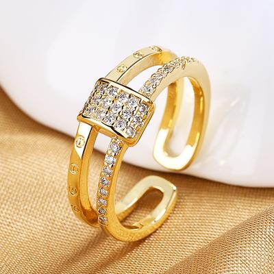 High-quality Plated Imitation Gold Open Ring Female Ins Trendy Fashion Design Sense Niche Geometric Ring Index Finger Ring