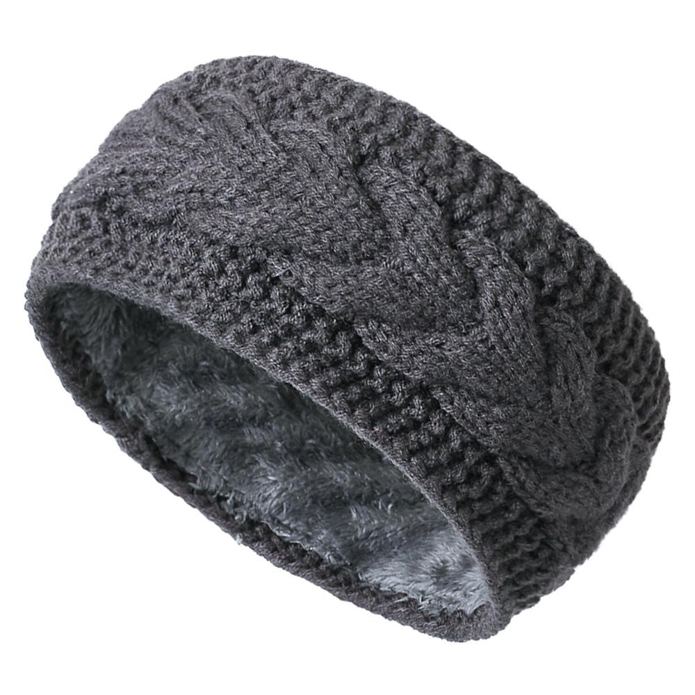European & American Winter Plush Knit Sports Headband: Lined for Cold Protection Hair Accessory