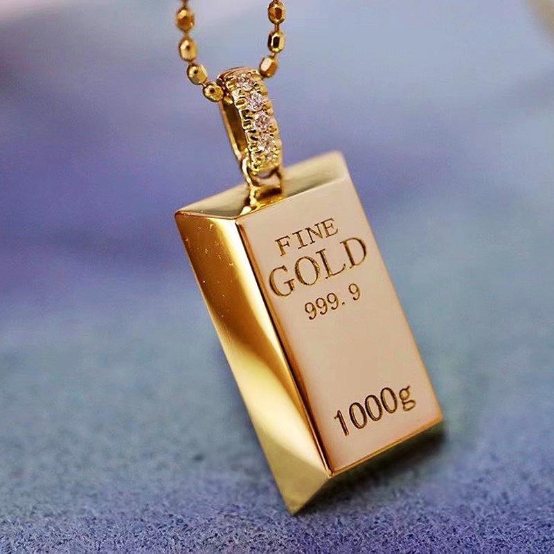 

Trendy Sterling Necklaces For Women Men Jewelry Creative Geometric Square Gold Colour Pendant Lady Party Gifts KOFSAC 45cm