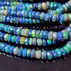 Faceted Rainbow Flashy Rondell Ethiopian Opal Beads, Healing Black Faceted Strand.
