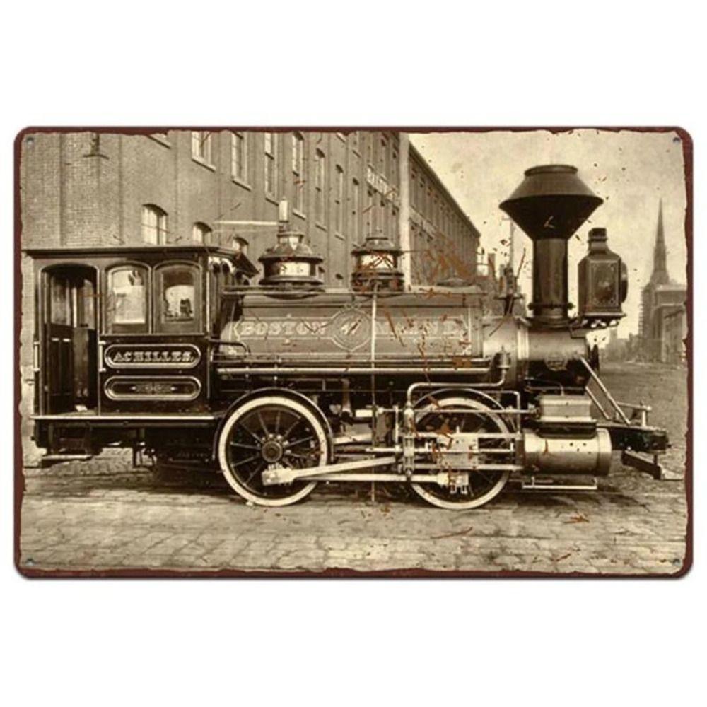 Metal Poster Classic Train Railway Landscape Wall Art Garage Home Decor