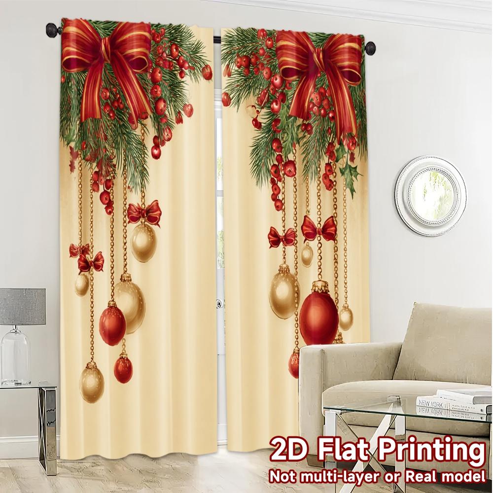 2D Flat Printing,JIT 2pcs, Curtains (Without Rod) Festive Ornaments(3) Chic Curtain Fabric Prints Light Filtering Curtains Home