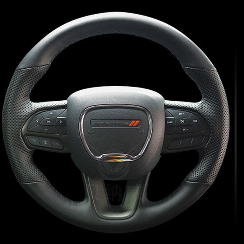 

Для Dodge Challenger Charger 2015- Dodge Durango 2018- Ручная прошивка нескользящая кожаная чехол на руль автомобиля 1