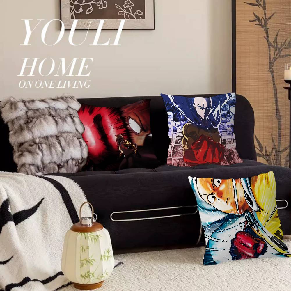 O-One P-Punch M-Man Anime Cartoon Cushion Cover Pillowcase Upholstery Sofa Throw Pillow Home Decor Pillowcas