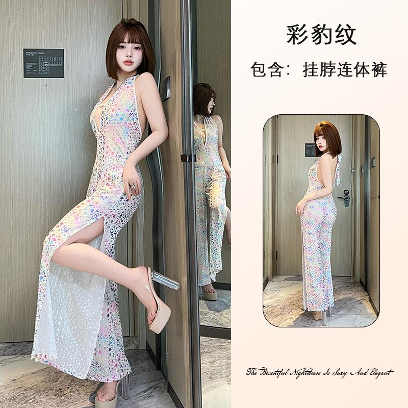 Pure Desire Women's Lace Mesh Nightgown Breathable Deep V Multi-Style Cami Sexy Loungewear Options Versatile Seductive Sleepwear with Diverse Choices