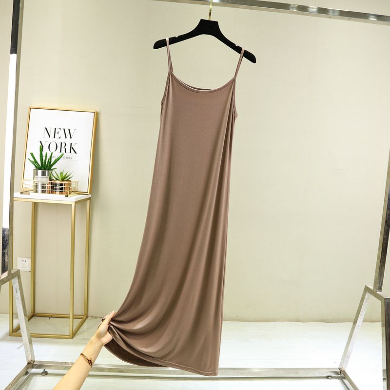 

Модальный сарафан на бретелях Женский летний тонкий внутренний топ-майка для похудения Юбка большого размера Непрозрачная комбинация Платье без рукавов Long: khaki M (recommended 40.00 kg-55.00 kg