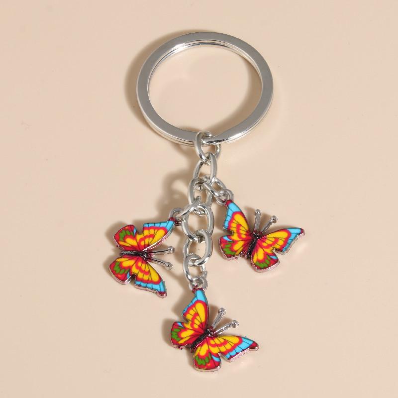 Cute Colorful Butterfly  Enamel Flying Animals Key Chains For Women Girls Accessorie Handmade Jewelry Bag Charm