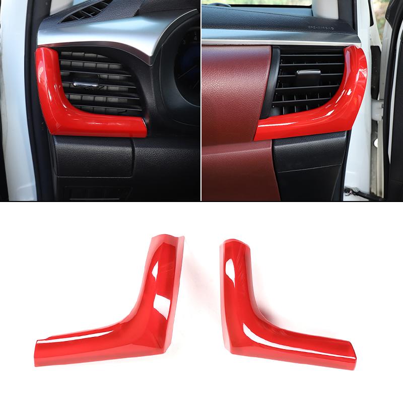 

Углеродное волокно в стиле приборной панели автомобиля, боковая розетка для кондиционера, вентиляционная крышка, накладка для Toyota Hilux 2015-2022, интерьер Style A-Red