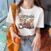Women Summer Short Sleeve Round Collar Cartoon Printed Pullover Loose T Shirt Top