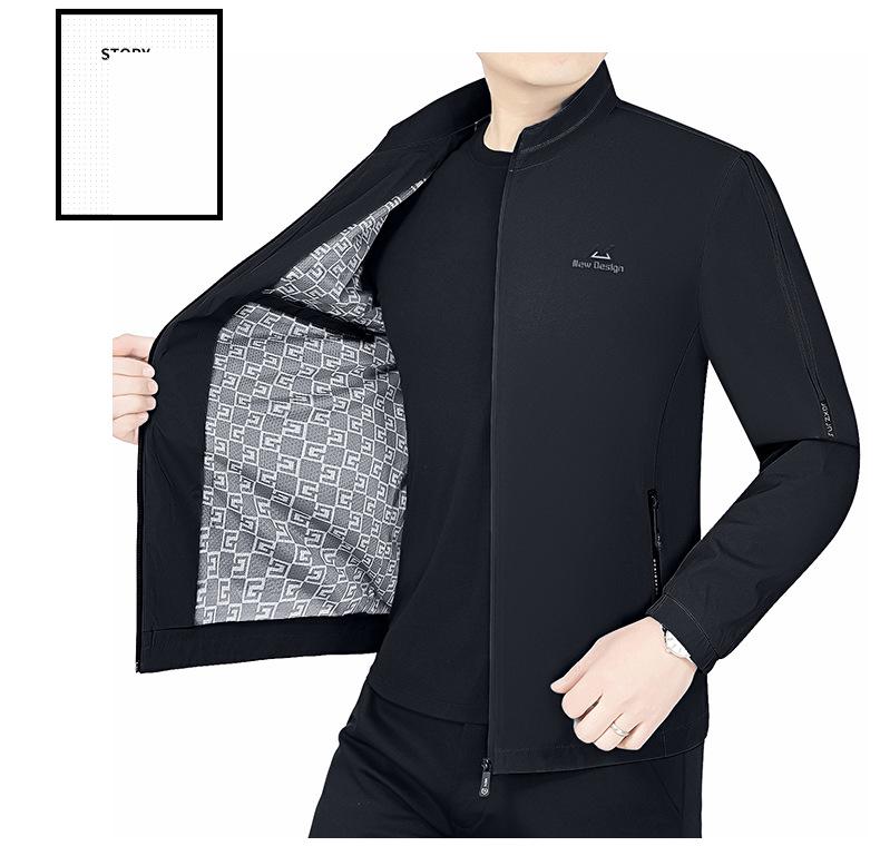 Men's Solid Color Jacket with Stand Baseball Collar - Spring 2026 Business Casual Style for Middle-Aged and Young Adults