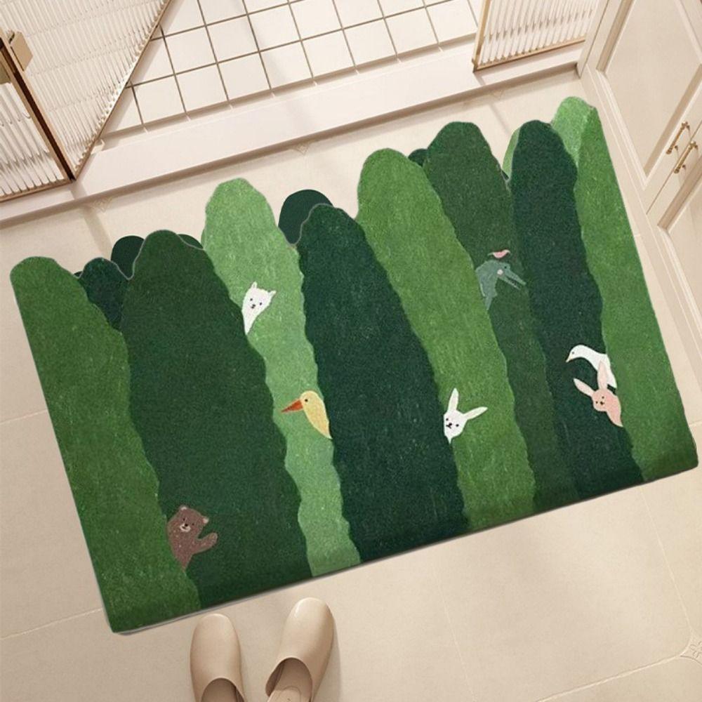 Cartoon Bathroom Foot Mat Water-Absorbing Floor Carpet Dirt-Resistant Foot Pad  Household