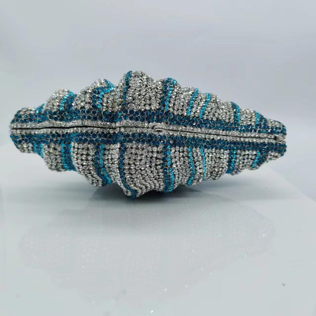Blue /Silver Gold Rhinestone Bag Formal Clutches Crystal Handbags Customized Color Diamond Women Prom Dinner Purses Conch Minaud