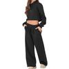 Women 2 Piece Outfits Long Sleeve Crop Hoodies Sweatsuits Casual Pullover Sweatshirts And Long Pants Set with Pockets