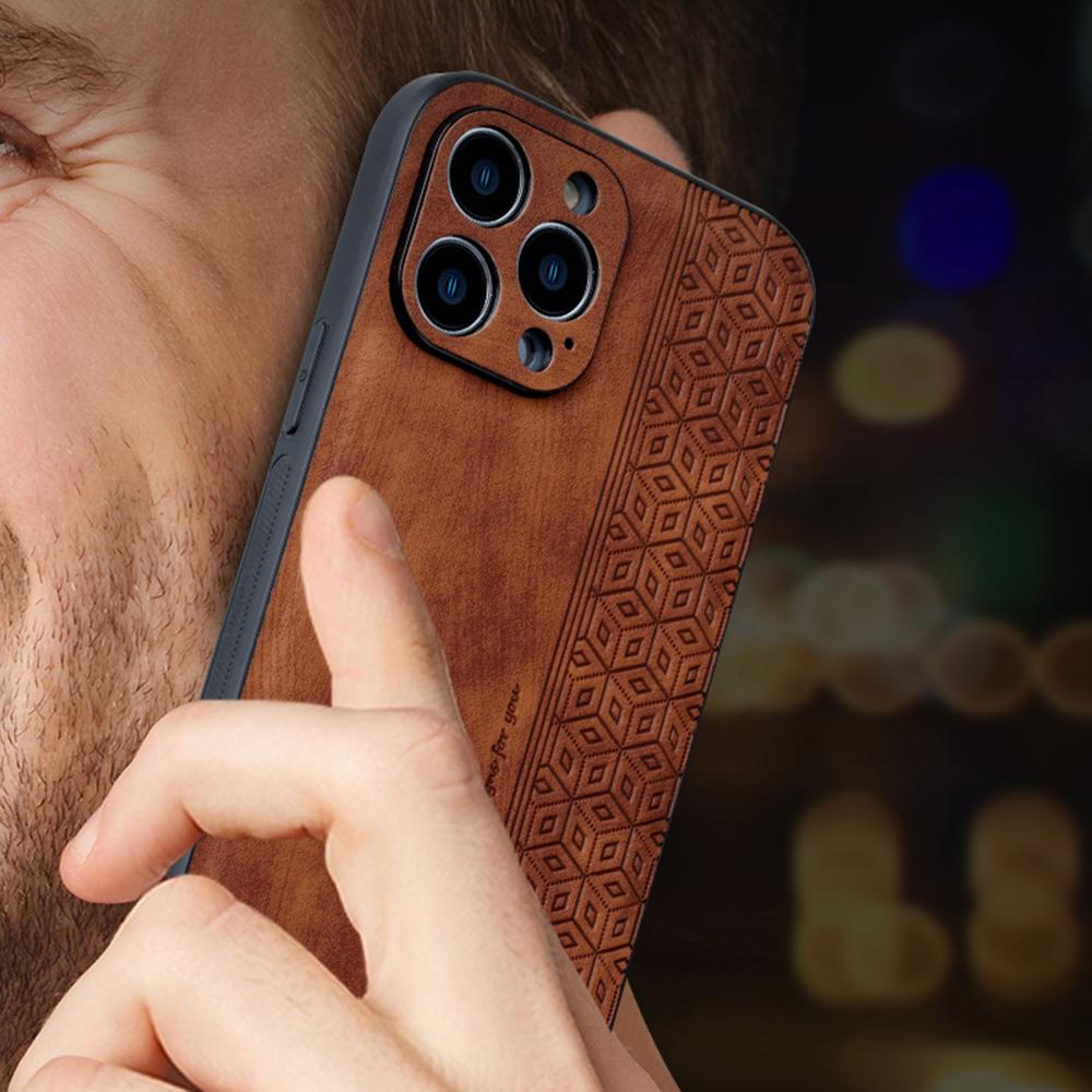 For iPhone 16 Pro Case Protective PU Leather Covered TPU Phone Shell