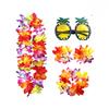 Hawaiian Party Decor Set 4PCS Flower Lei Pineapple Glasses for Tropical Theme