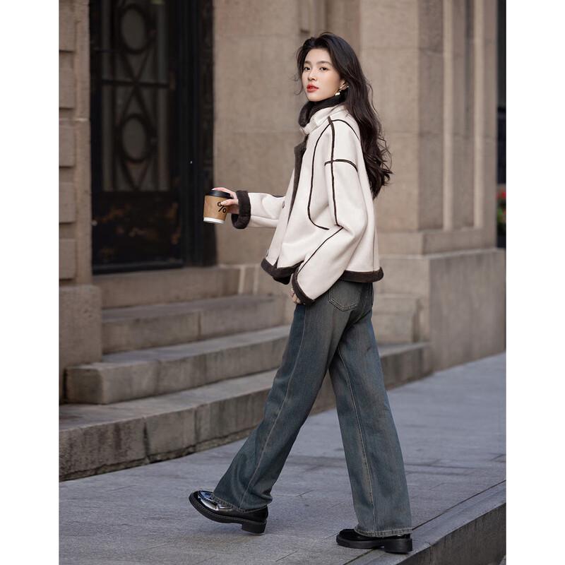 

Demana Women s College Style Color-Block Fleece Short Jacket L