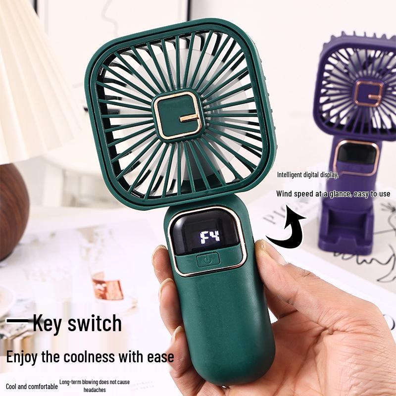 Portable USB Rechargeable Mini Fan with Smart Digital Display for Desktop and Outdoor Use