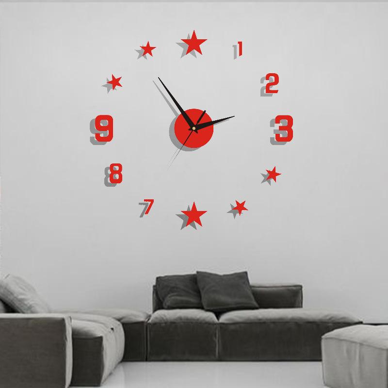 European Style Living Room and Bedroom Wall Clock, Silent DIY Clock, Simple Nail-free Wall Clock, Acrylic Clock