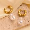Europa und Amerika Vintage Metall Runde Ohrschnalle für Damen Barock Perlen Hängeohrringe Luxuriöser Eleganter Schmuck Geschenke