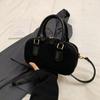 PU Leather Boston Bag Handbag Small Square Bag Portable Shoulder Bag  Streetwear