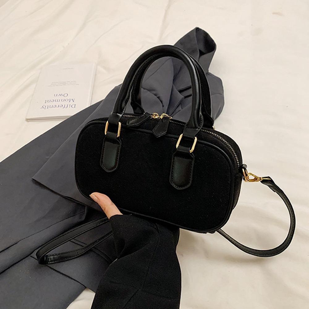 PU Leather Boston Bag Handbag Shoulder Bag Portable Small Square Bag  Shopping чёрный