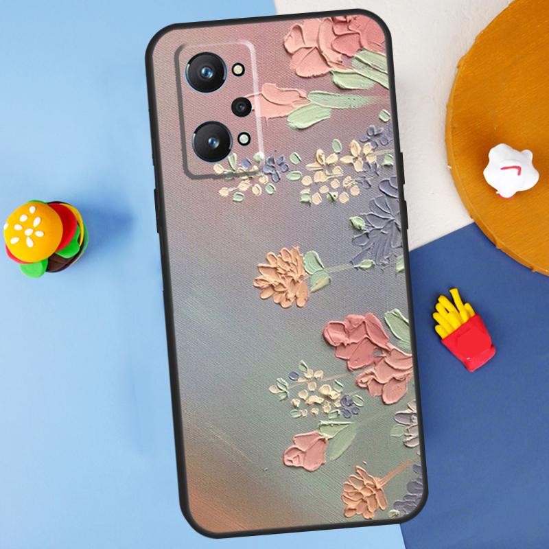 Oil Painting Boho Flower Art For Realme C55 C67 C61 C75 C53 C51 C21Y C25S GT 6 6T 5 GT7 Pro 10 11 12 13 14 Pro Plus Case